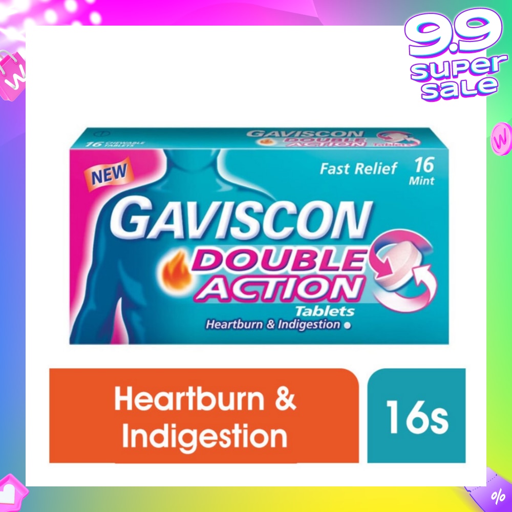 Double Action Chewable Tablet (For Fast Relief of Heartburn & Indigestion) 16s