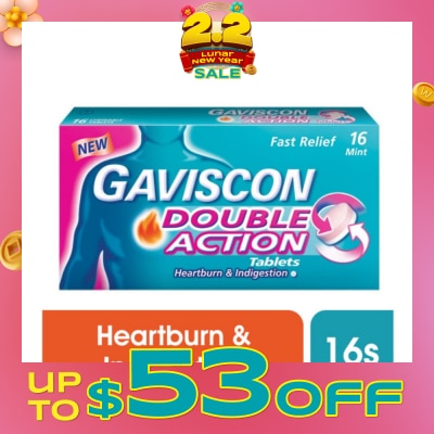 GAVISCON Double Action Chewable Tablet (For Fast Relief of Heartburn & Indigestion) 16s