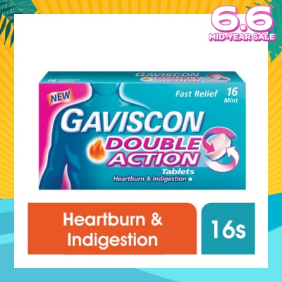 GAVISCON Double Action Chewable Tablet (For Fast Relief of Heartburn & Indigestion) 16s