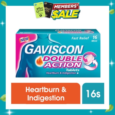 GAVISCON Double Action Chewable Tablet (For Fast Relief of Heartburn & Indigestion) 16s (Expiry: Jul`2027) image