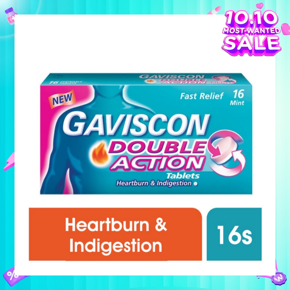 Double Action Chewable Tablet (For Fast Relief of Heartburn & Indigestion) 16s