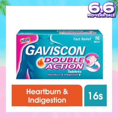 GAVISCON Double Action Chewable Tablet (For Fast Relief of Heartburn & Indigestion) 16s