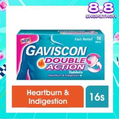 GAVISCON Double Action Chewable Tablet (For Fast Relief of Heartburn & Indigestion) 16s