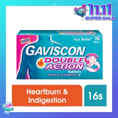 GAVISCON Double Action Chewable Tablet (For Fast Relief of Heartburn & Indigestion) 16s