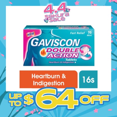 GAVISCON - Double Action Chewable Tablet (For Fast Relief of Heartburn & Indigestion) 16s