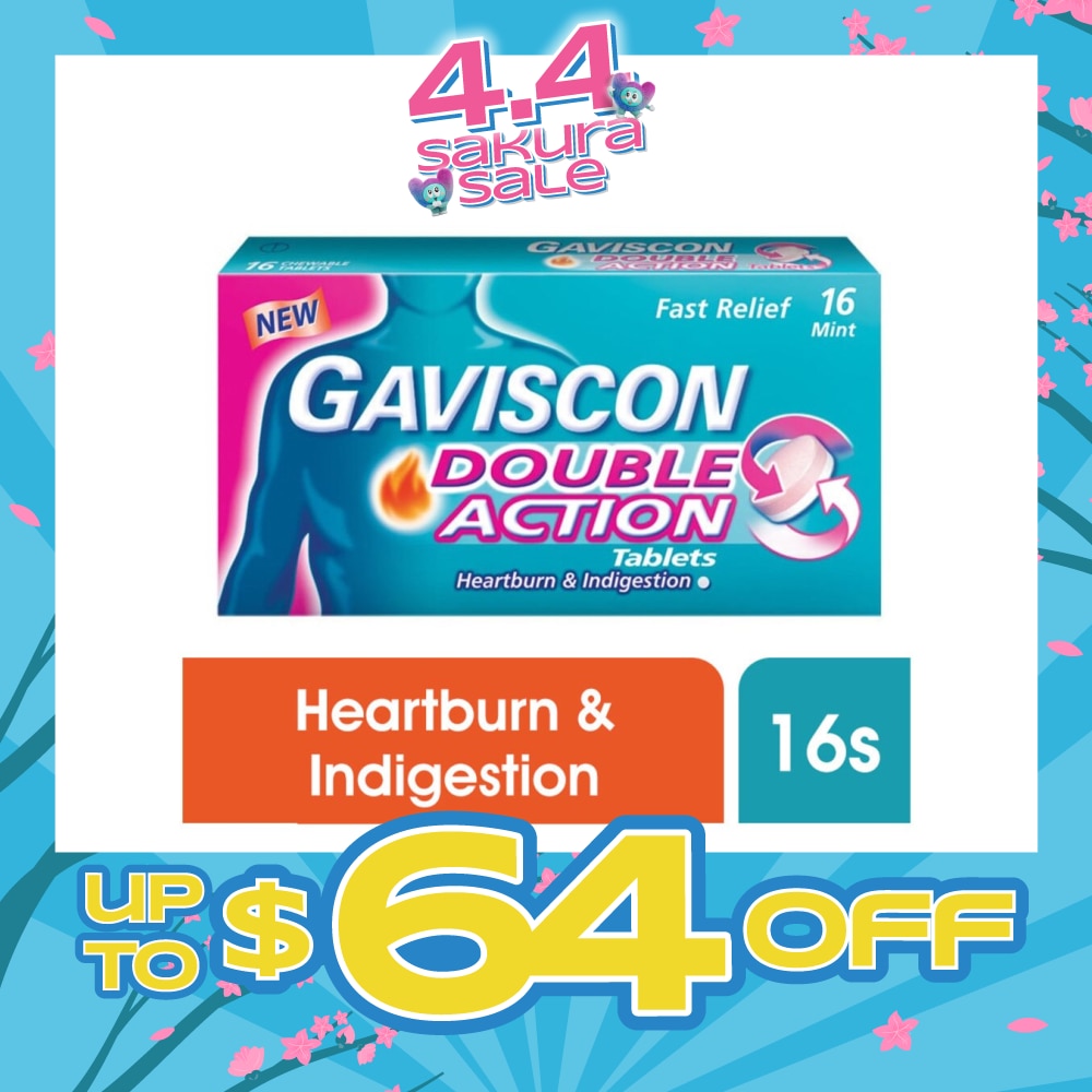Double Action Chewable Tablet (For Fast Relief of Heartburn & Indigestion) 16s