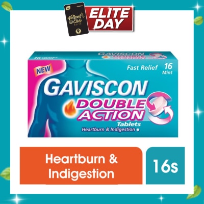 GAVISCON Double Action Chewable Tablet (For Fast Relief of Heartburn & Indigestion) 16s (Expiry: Jul`2027) image