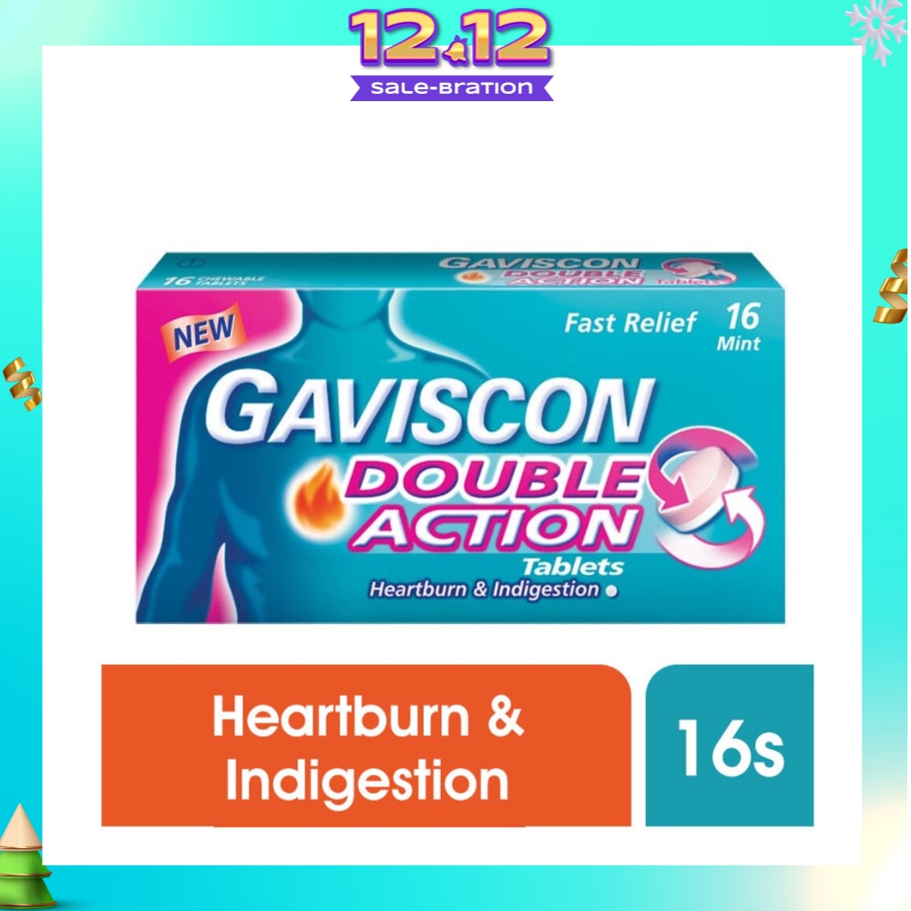 Double Action Chewable Tablet (For Fast Relief of Heartburn & Indigestion) 16s