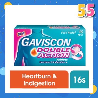 GAVISCON Double Action Chewable Tablet (For Fast Relief of Heartburn & Indigestion) 16s