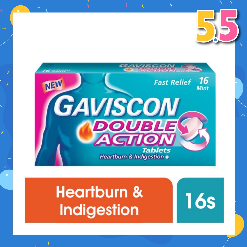 Double Action Chewable Tablet (For Fast Relief of Heartburn & Indigestion) 16s