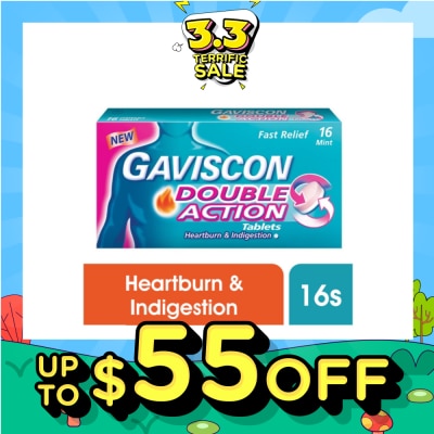 GAVISCON Double Action Chewable Tablet (For Fast Relief of Heartburn & Indigestion) 16s