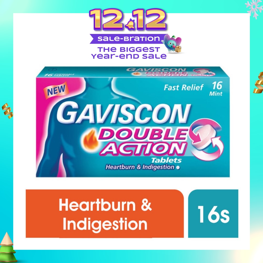 Double Action Chewable Tablet (For Fast Relief of Heartburn & Indigestion) 16s