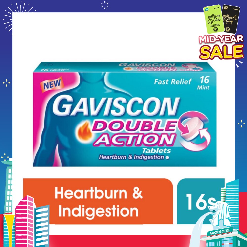 Double Action Chewable Tablet (For Fast Relief of Heartburn & Indigestion) 16s