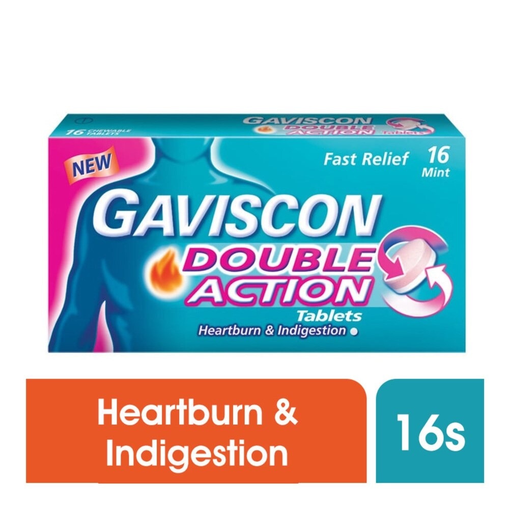 Double Action Chewable Tablet (For Fast Relief of Heartburn & Indigestion) 16s