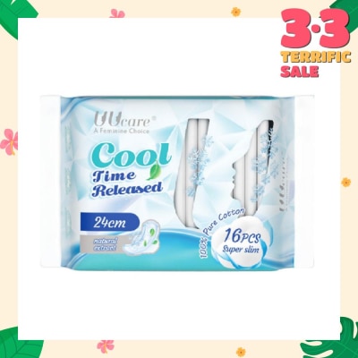 UUCare® Cool Time Released Technology Day Sanitary Pad Super Slim 24cm Natural Extract 16s