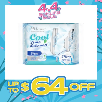 UUCare® - Cool Time Released Technology Day Sanitary Pad Super Slim 24cm Natural Extract 16s