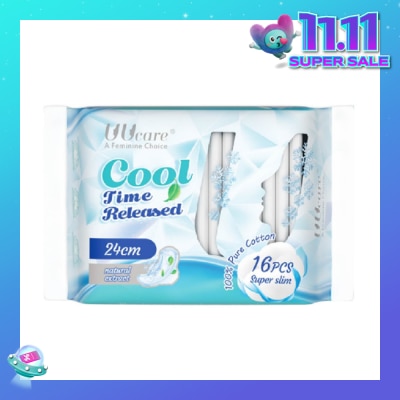 UUCare® Cool Time Released Technology Day Sanitary Pad Super Slim 24cm Natural Extract 16s