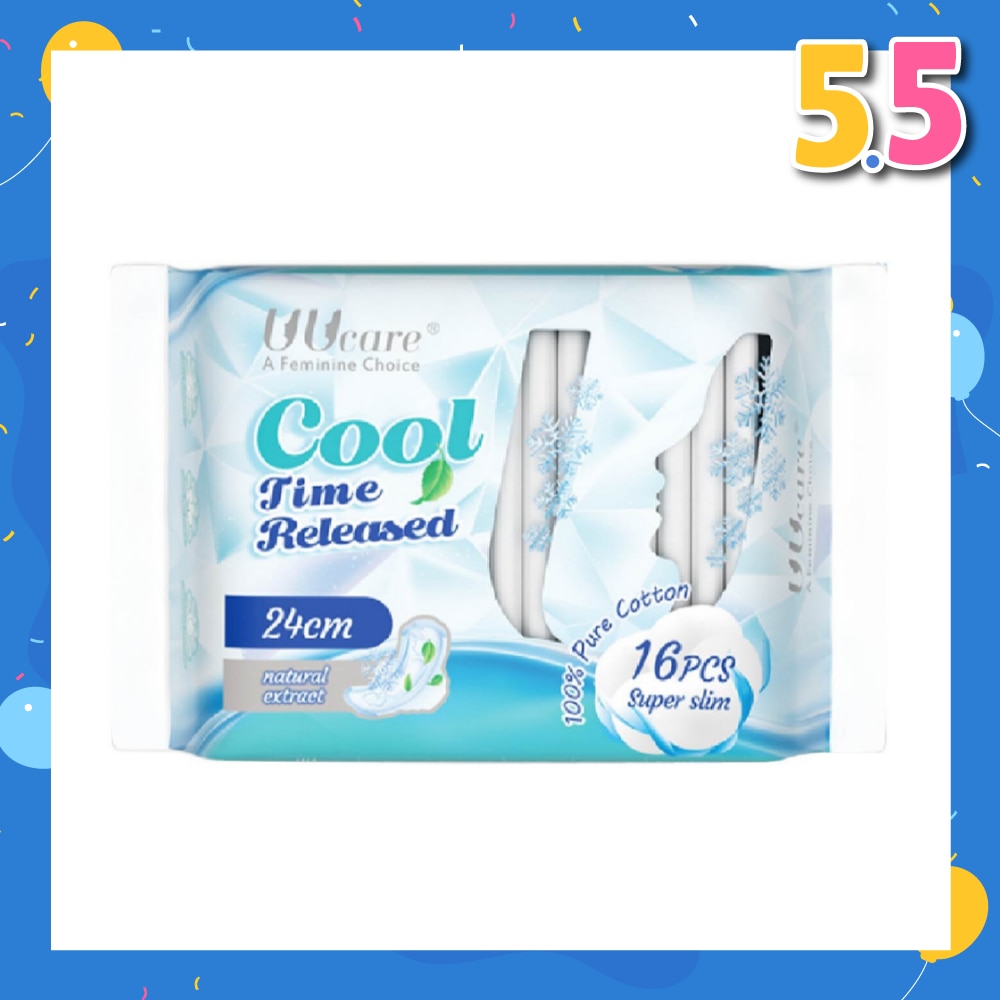 Cool Time Released Technology Day Sanitary Pad Super Slim 24cm Natural Extract 16s