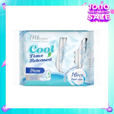 UUCare® Cool Time Released Technology Day Sanitary Pad Super Slim 24cm Natural Extract 16s