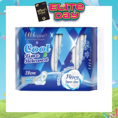 UUCare® - Cool Time Released Technology Night Sanitary Pad Super Slim 28cm Natural Extract 14s