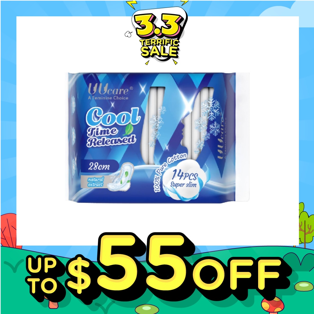 Cool Time Released Technology Night Sanitary Pad Super Slim 28cm Natural Extract 14s