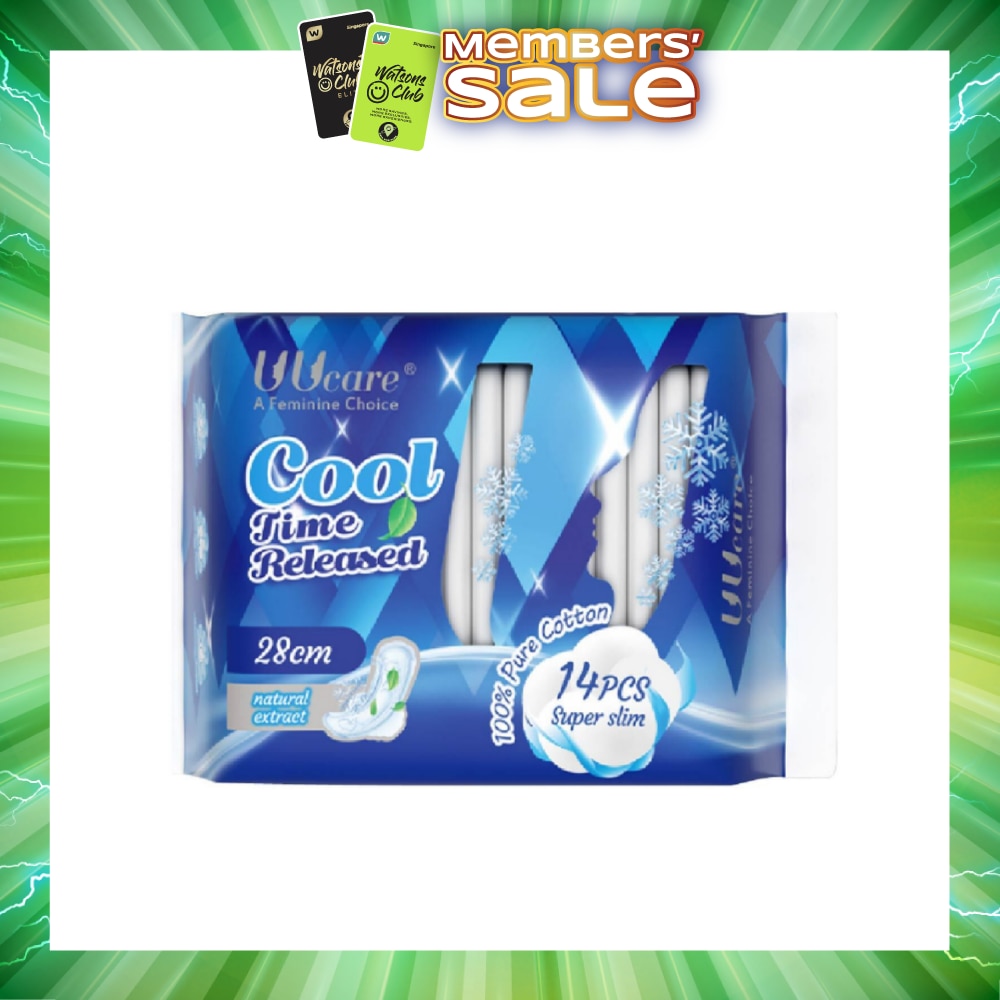 Cool Time Released Technology Night Sanitary Pad Super Slim 28cm Natural Extract 14s (Expiry: Apr`2027)