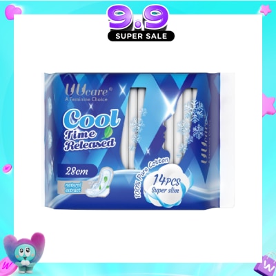 UUCare® - Cool Time Released Technology Night Sanitary Pad Super Slim 28cm Natural Extract 14s (Expiry: Apr`2027) image