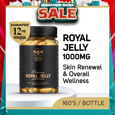 MANUKA SOUTH - Premium Royal Jelly Extra Strength 1000mg Dietary Supplement Soft Gel Capsule (For Skin, Anti-Aging, Joint, Heart, & Brain Immunity) 160s