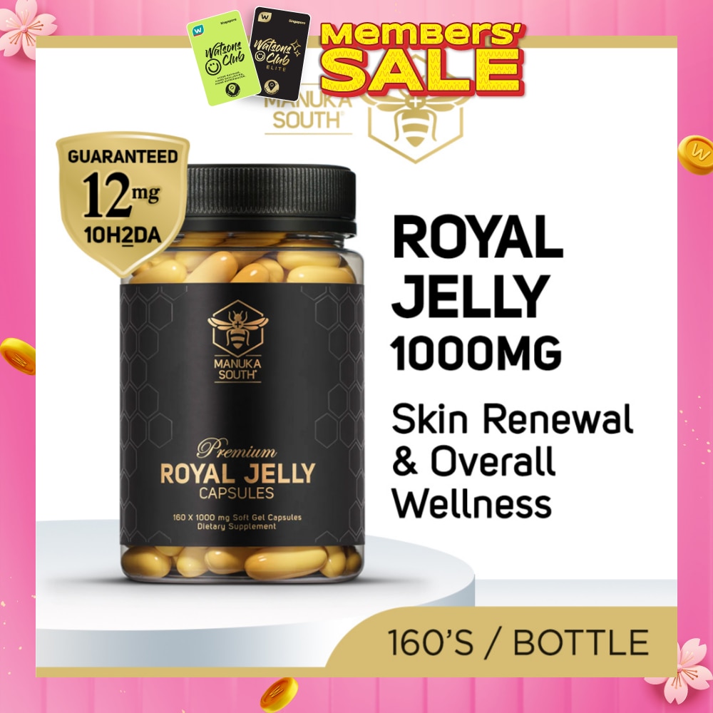 Premium Royal Jelly Extra Strength 1000mg Dietary Supplement Soft Gel Capsule (For Skin, Anti-Aging, Joint, Heart, & Brain Immunity) 160s