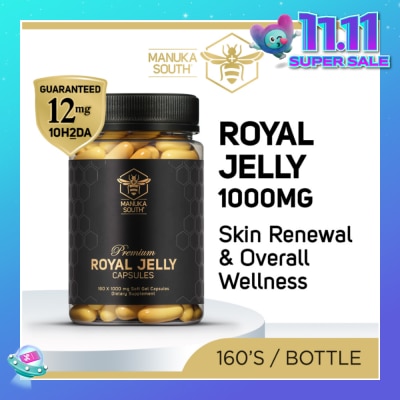 MANUKA SOUTH Premium Royal Jelly Extra Strength 1000mg Dietary Supplement Soft Gel Capsule (For Skin, Anti-Aging, Joint, Heart, & Brain Immunity) 160s