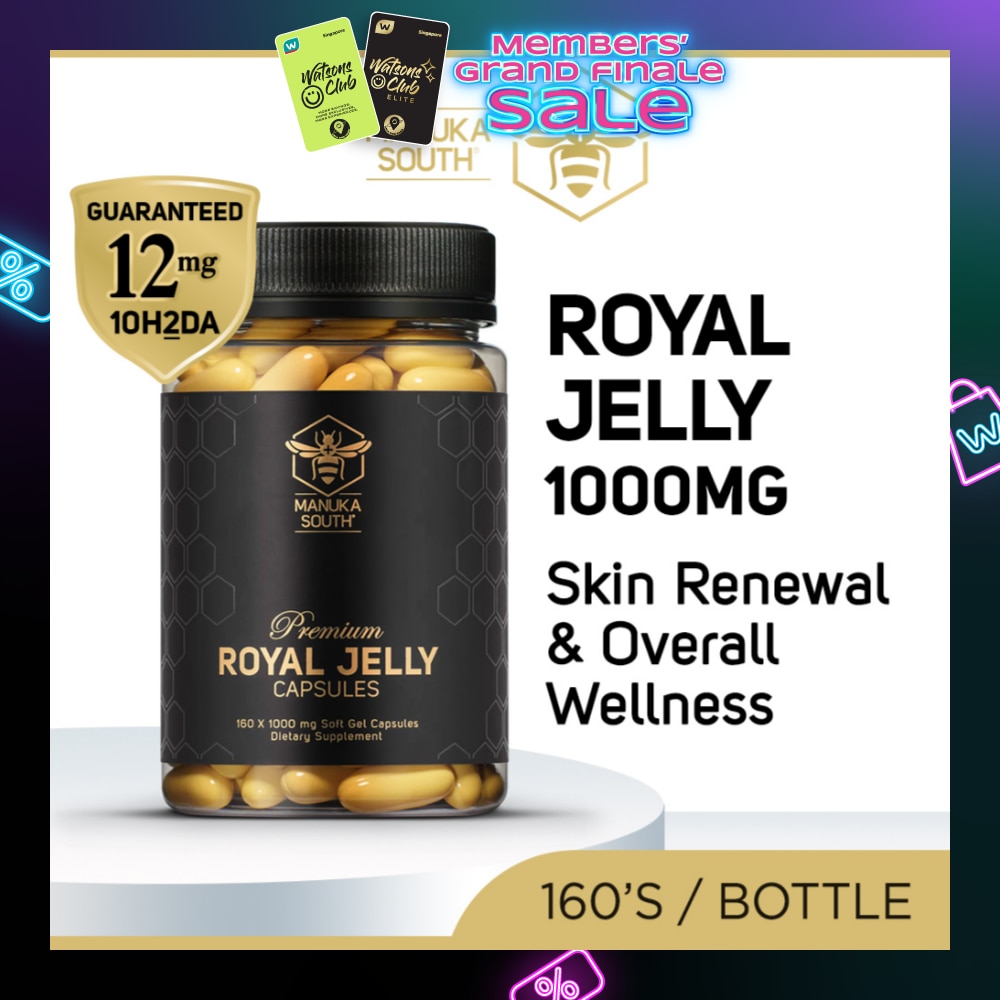 Premium Royal Jelly Extra Strength 1000mg Dietary Supplement Soft Gel Capsule (For Skin, Anti-Aging, Joint, Heart, & Brain Immunity) 160s