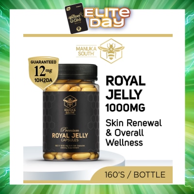 MANUKA SOUTH - Premium Royal Jelly Extra Strength 1000mg Dietary Supplement Soft Gel Capsule (For Skin, Anti-Aging, Joint, Heart, & Brain Immunity) 160s