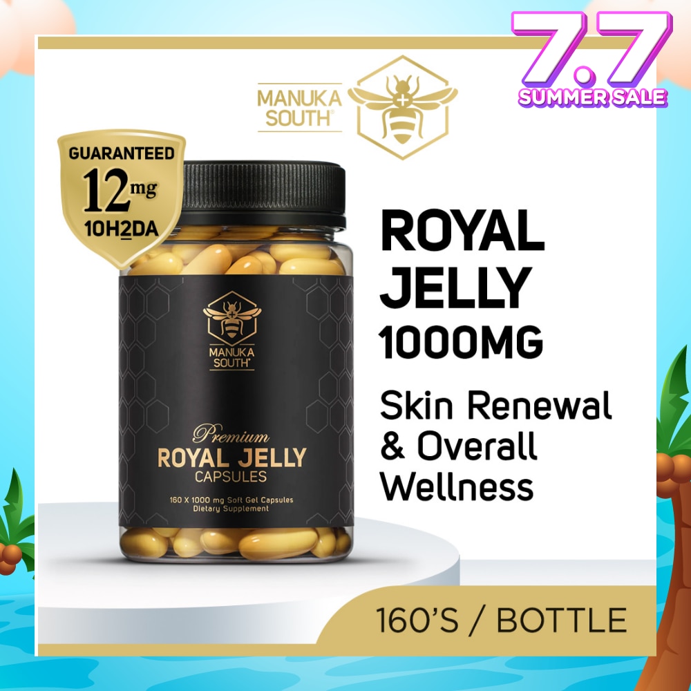 Premium Royal Jelly Extra Strength 1000mg Dietary Supplement Soft Gel Capsule (For Skin, Anti-Aging, Joint, Heart, & Brain Immunity) 160s