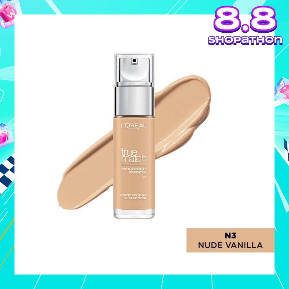 L'OREAL PARIS MAKEUP True Match Liquid Foundation with SPF and Hyaluronic Acid N3 Nude Vanilla 30ml