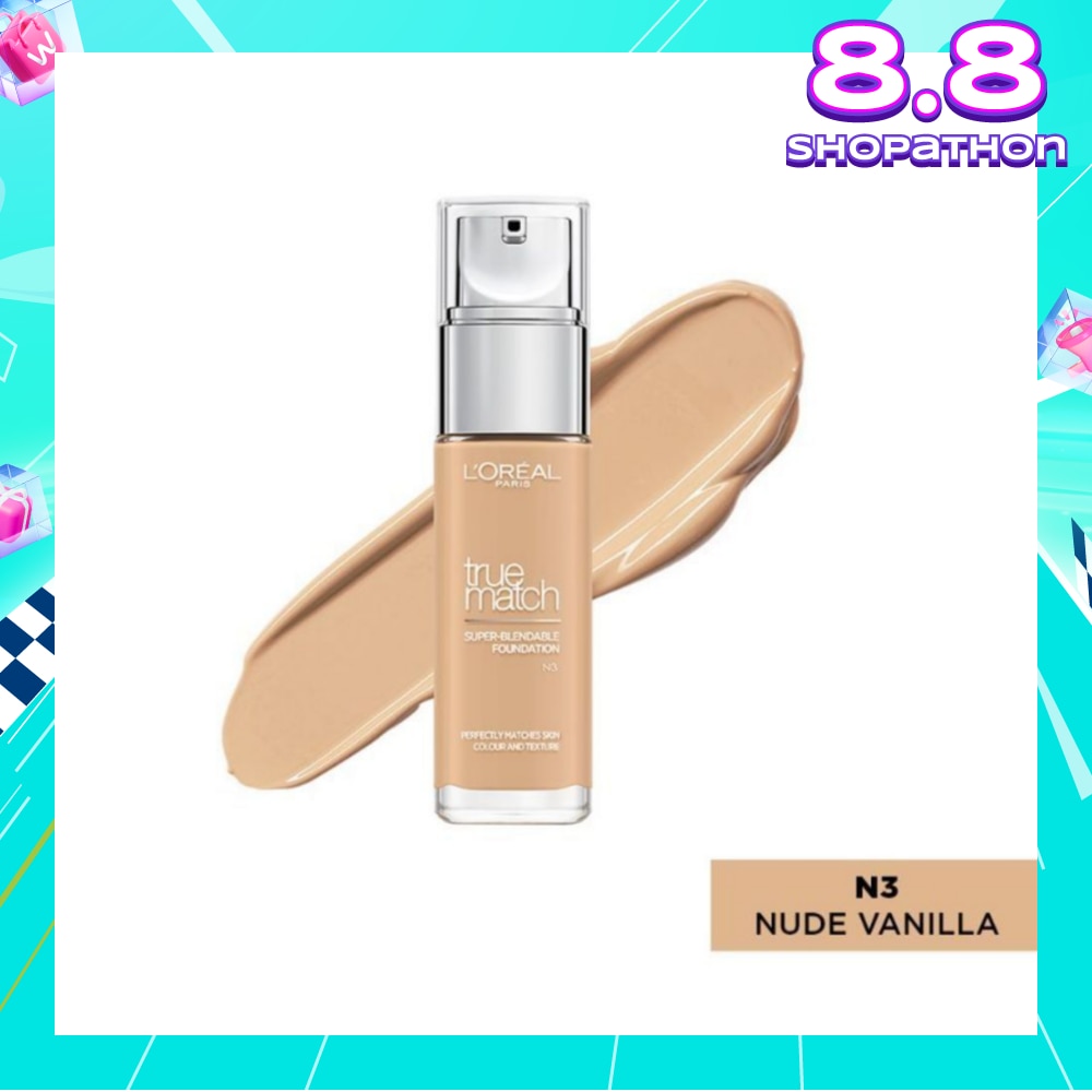 L'OREAL PARIS MAKEUP True Match Liquid Foundation with SPF and Hyaluronic Acid N3 Nude Vanilla 30ml