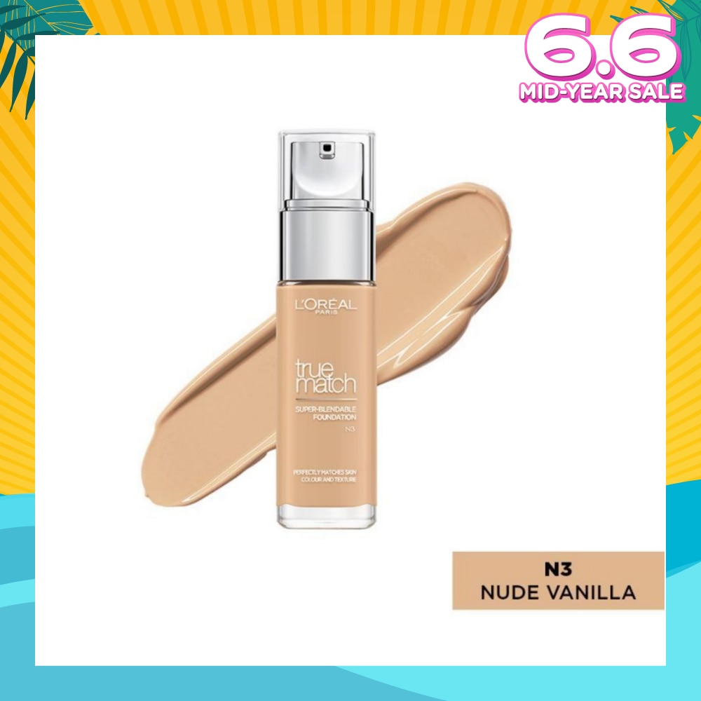 L'OREAL PARIS MAKEUP True Match Liquid Foundation with SPF and Hyaluronic Acid N3 Nude Vanilla 30ml