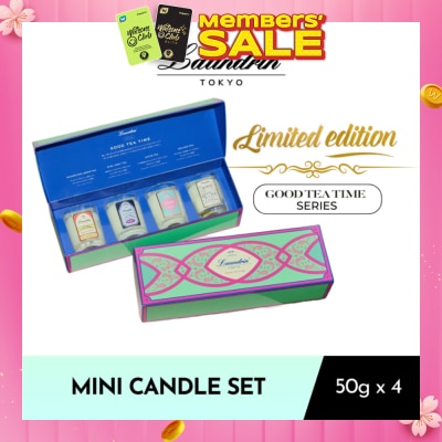 LAUNDRIN Good Tea Time Series Limited Edition Mini Candle 50g Packset consists Darjeeling Lemon Tea 1s + Earl Grey Tea1s + White Tea 1s + Oolong Tea 1s