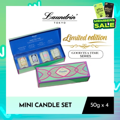 LAUNDRIN Good Tea Time Series Limited Edition Mini Candle 50g Packset consists Darjeeling Lemon Tea 1s + Earl Grey Tea1s + White Tea 1s + Oolong Tea 1s