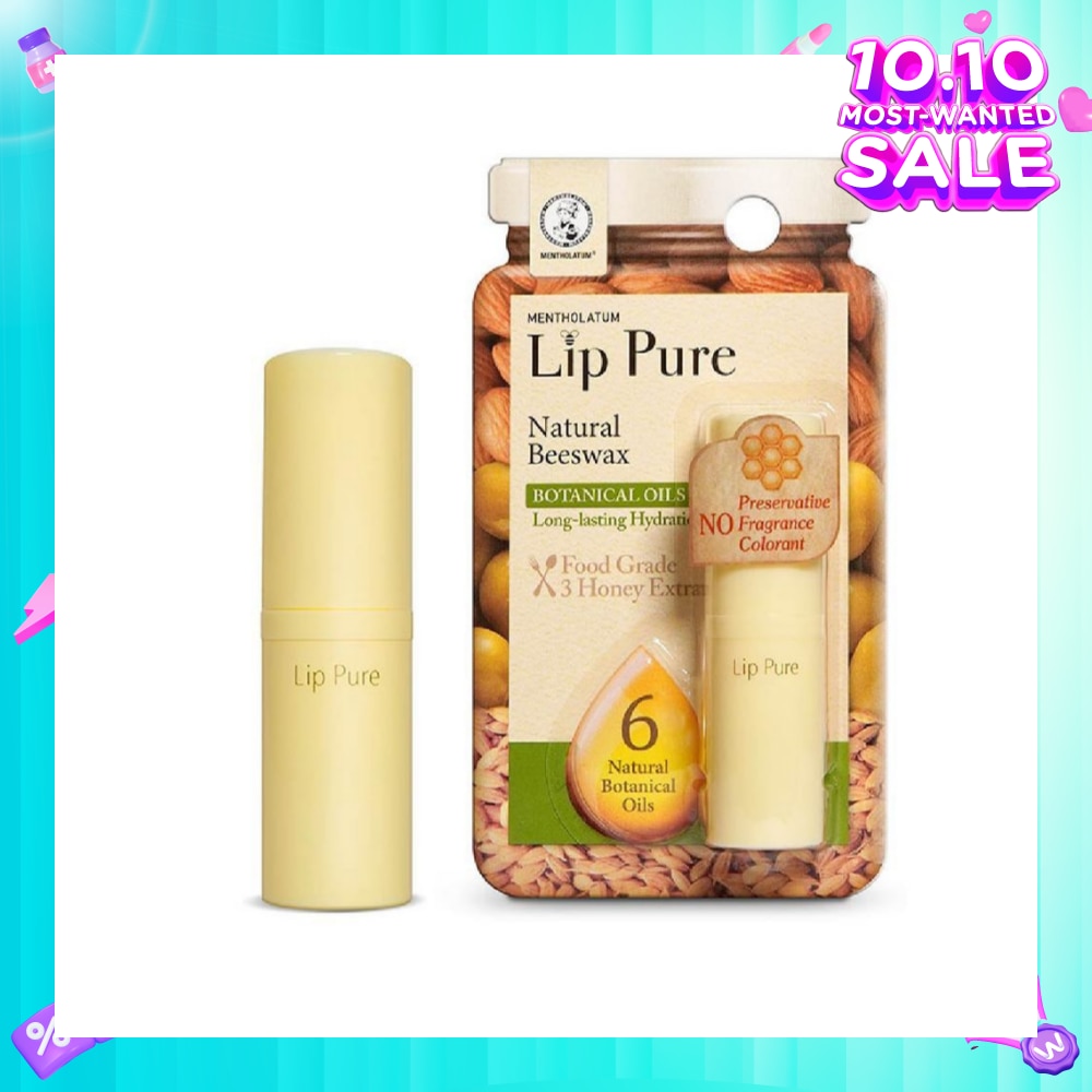 Lip Pure Botanical Oil Fragrance Free (Natural Beewax Formulation + Infused With Botanical Oil + Protect & Condition Lips) 4g