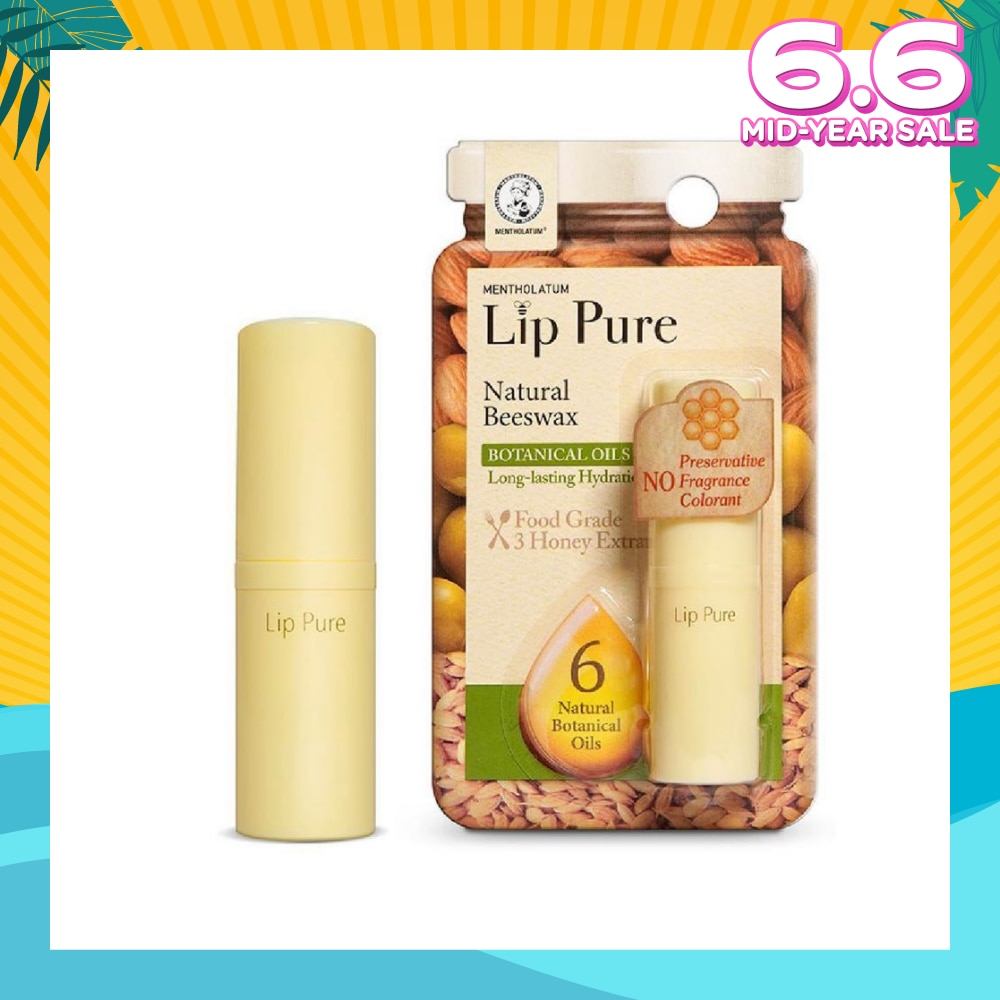 Lip Pure Botanical Oil Fragrance Free (Natural Beewax Formulation + Infused With Botanical Oil + Protect & Condition Lips) 4g