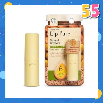MENTHOLATUM LIP Lip Pure Botanical Oil Fragrance Free (Natural Beewax Formulation + Infused With Botanical Oil + Protect & Condition Lips) 4g