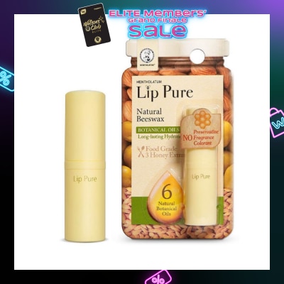 MENTHOLATUM LIP Lip Pure Botanical Oil Fragrance Free (Natural Beewax Formulation + Infused With Botanical Oil + Protect & Condition Lips) 4g