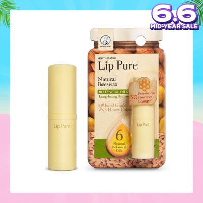 MENTHOLATUM LIP Lip Pure Botanical Oil Fragrance Free (Natural Beewax Formulation + Infused With Botanical Oil + Protect & Condition Lips) 4g