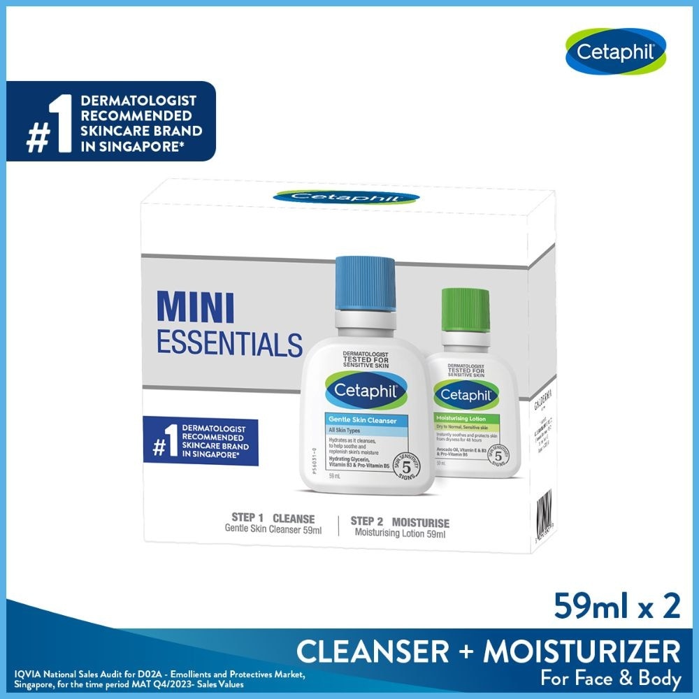 Mini Essentials For Face & Body Packset (Gentle Skin Cleanser 59ml & Moisturizing Lotion 59ml) 1s