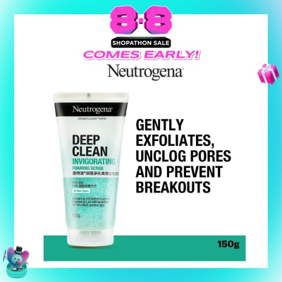 NEUTROGENA - Invigorating Foaming Scrub (To Gently Exfoliates, Unclog Pores & Prevent Breakouts) 150g