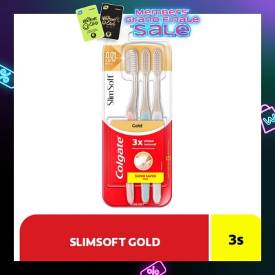 COLGATE Slim Soft Charcoal Gold Toothbrush Triple Pack 3s