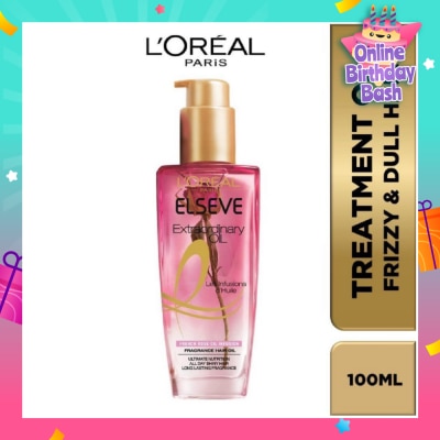 L'OREAL PARIS ELSEVE Extraordinary Oil Hair Treatment Fragrance Floral French Rose Oil Infusion Hair Oil (For Frizzy & Dull Hair) 100ml