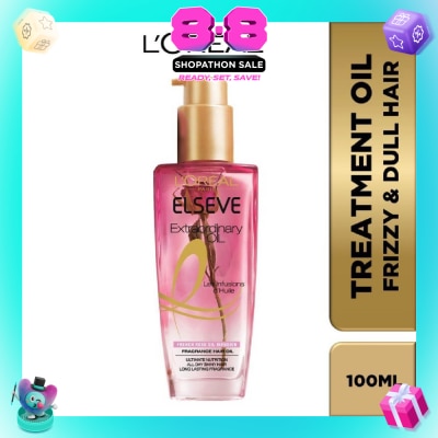 L'OREAL PARIS ELSEVE - Extraordinary Oil Hair Treatment Fragrance Floral French Rose Oil Infusion Hair Oil (For Frizzy & Dull Hair) 100ml