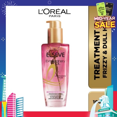 L'OREAL PARIS ELSEVE Extraordinary Oil Hair Treatment Fragrance Floral French Rose Oil Infusion Hair Oil (For Frizzy & Dull Hair) 100ml