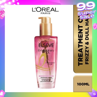 L'OREAL PARIS ELSEVE Extraordinary Oil Hair Treatment Fragrance Floral French Rose Oil Infusion Hair Oil (For Frizzy & Dull Hair) 100ml